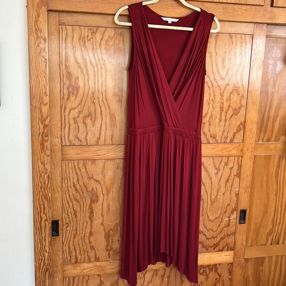 Trina Turk Burgundy v neck dress